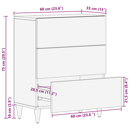 Sideboard Walnuss 60 x 33 x 75 cm Massivholz Mango