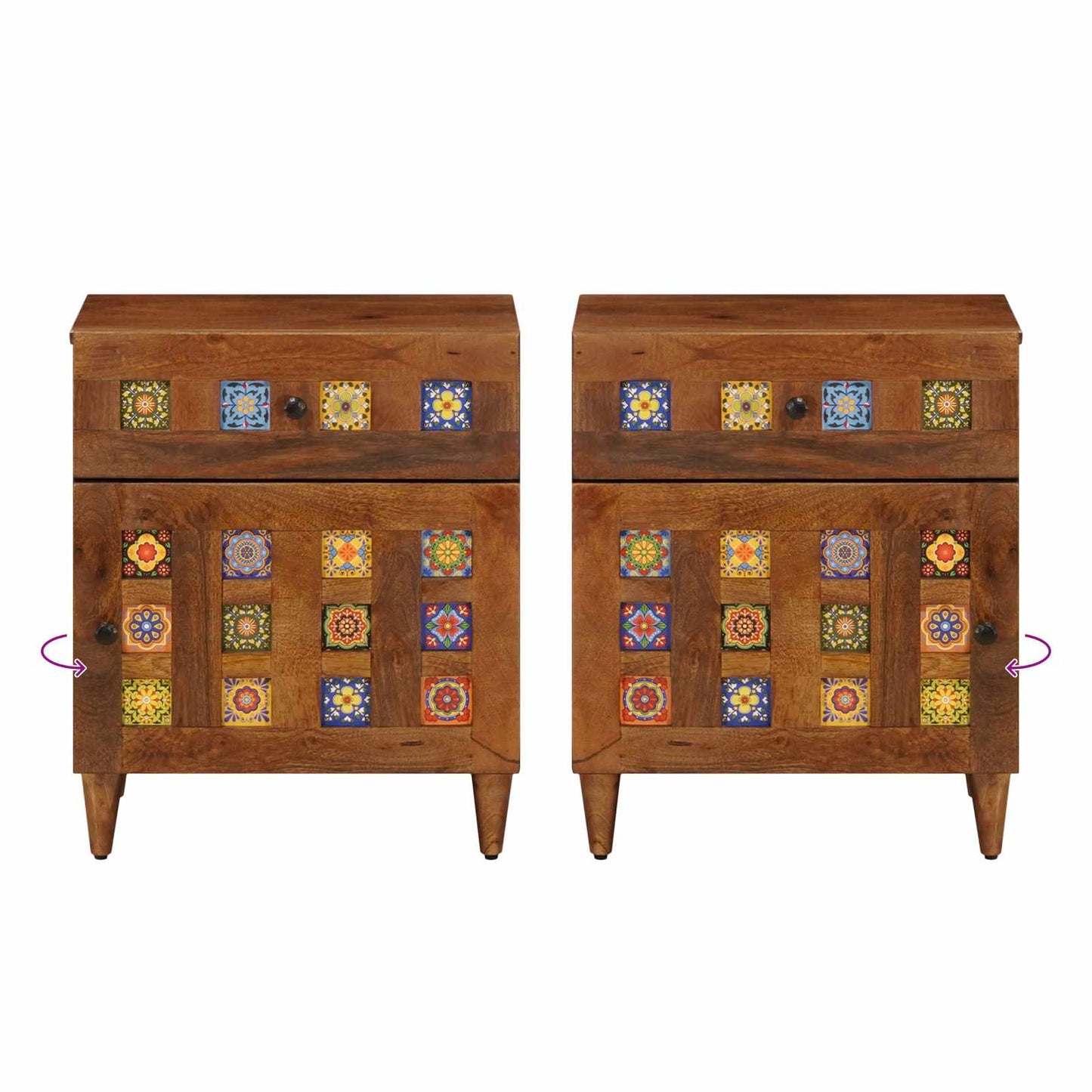 Nachttisch Braun 50 x 33 x 60 cm Massivholz Mango