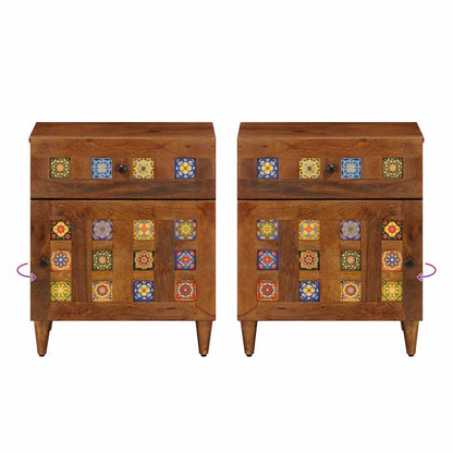 Nachttisch Braun 50 x 33 x 60 cm Massivholz Mango