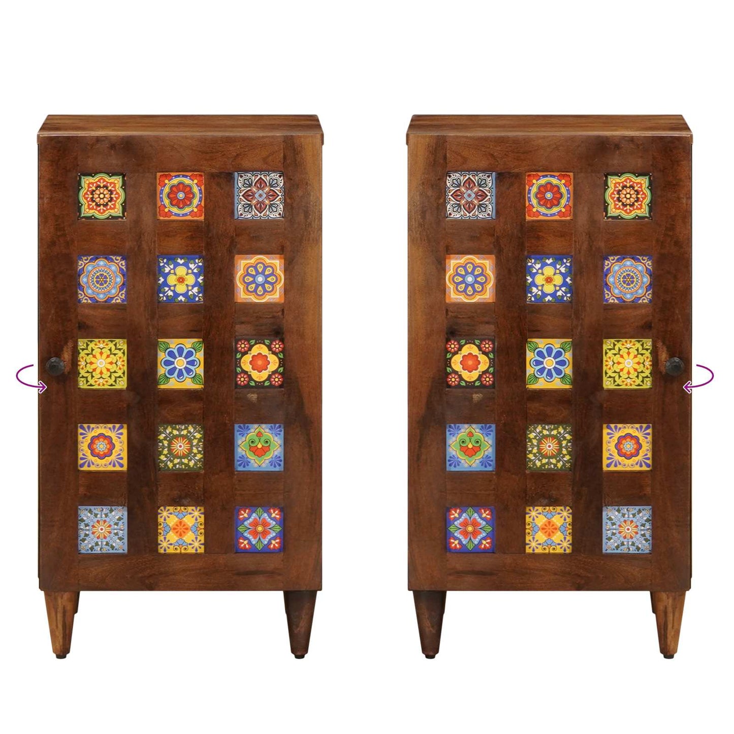 Sideboard mit Speicher Walnuss 40 x 33 x 75 cm Massivholz Mango