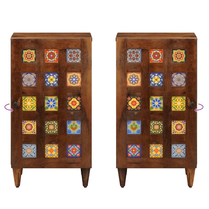 Sideboard mit Speicher Walnuss 40 x 33 x 75 cm Massivholz Mango