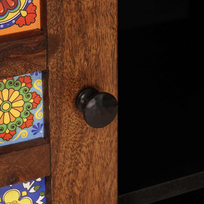 Sideboard mit Regal Walnuss 90 x 33,5 x 75 cm Massivholz Mango