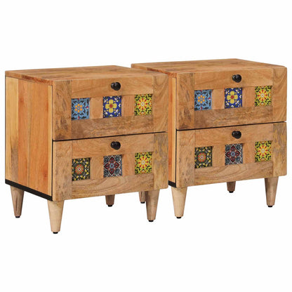 Nachttisch 2 pcs Natur 40 x 33,5 x 46 cm Massivholz Mango