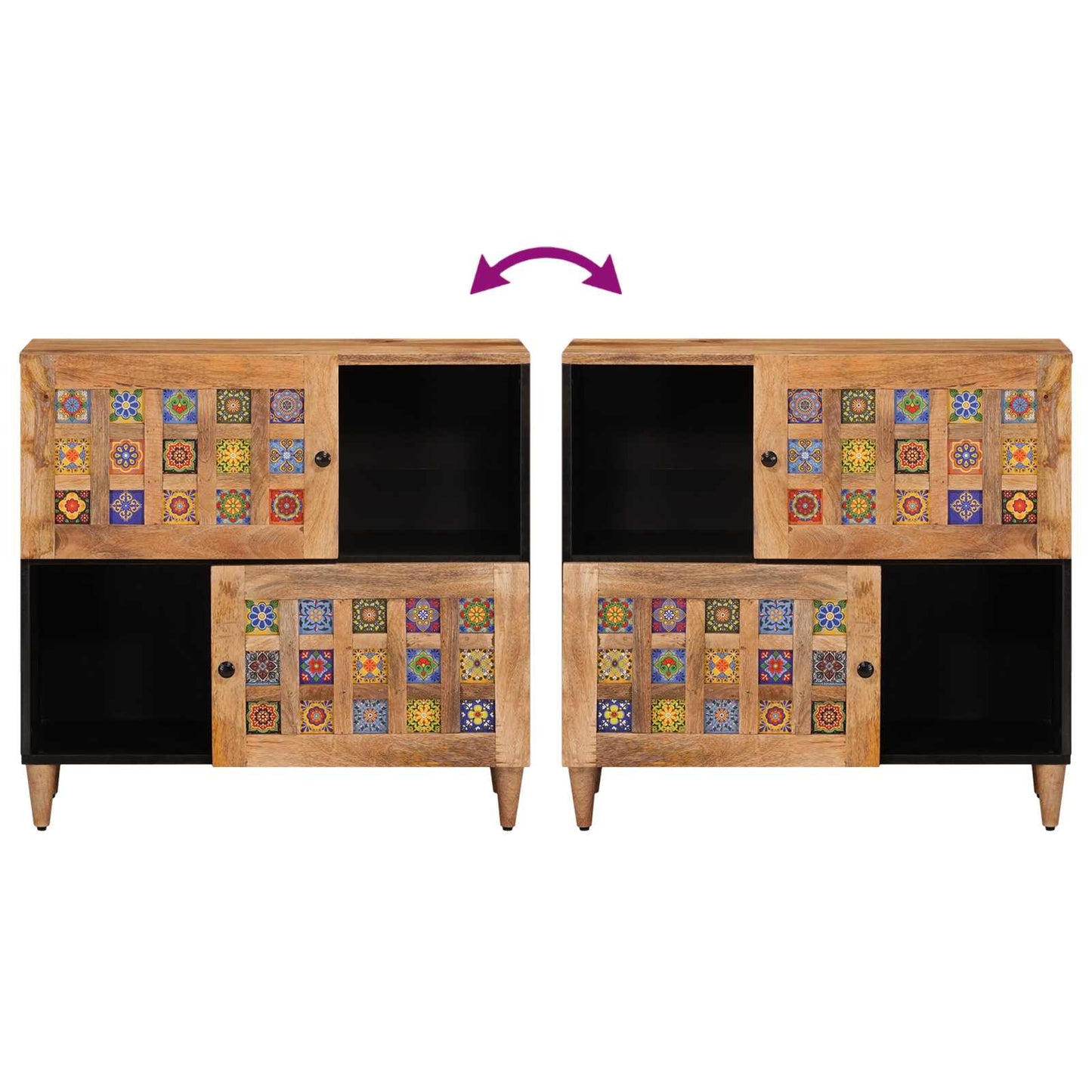 Sideboard mit Speicher Natur 80 x 33,5 x 75 cm Massivholz Mango