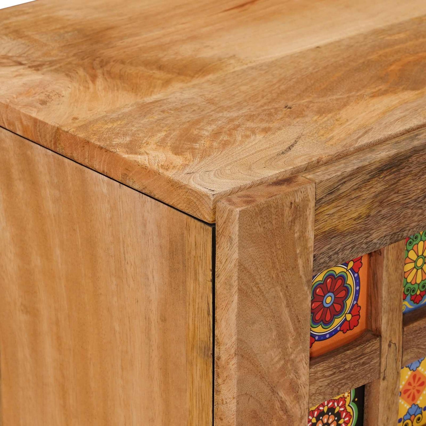 Sideboard mit Regal Natur 90 x 33,5 x 75 cm Massivholz Mango