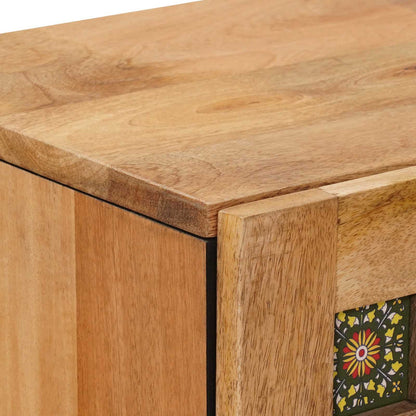 Highboard mit Speicher Natur 40 x 33 x 110 cm Massivholz Mango