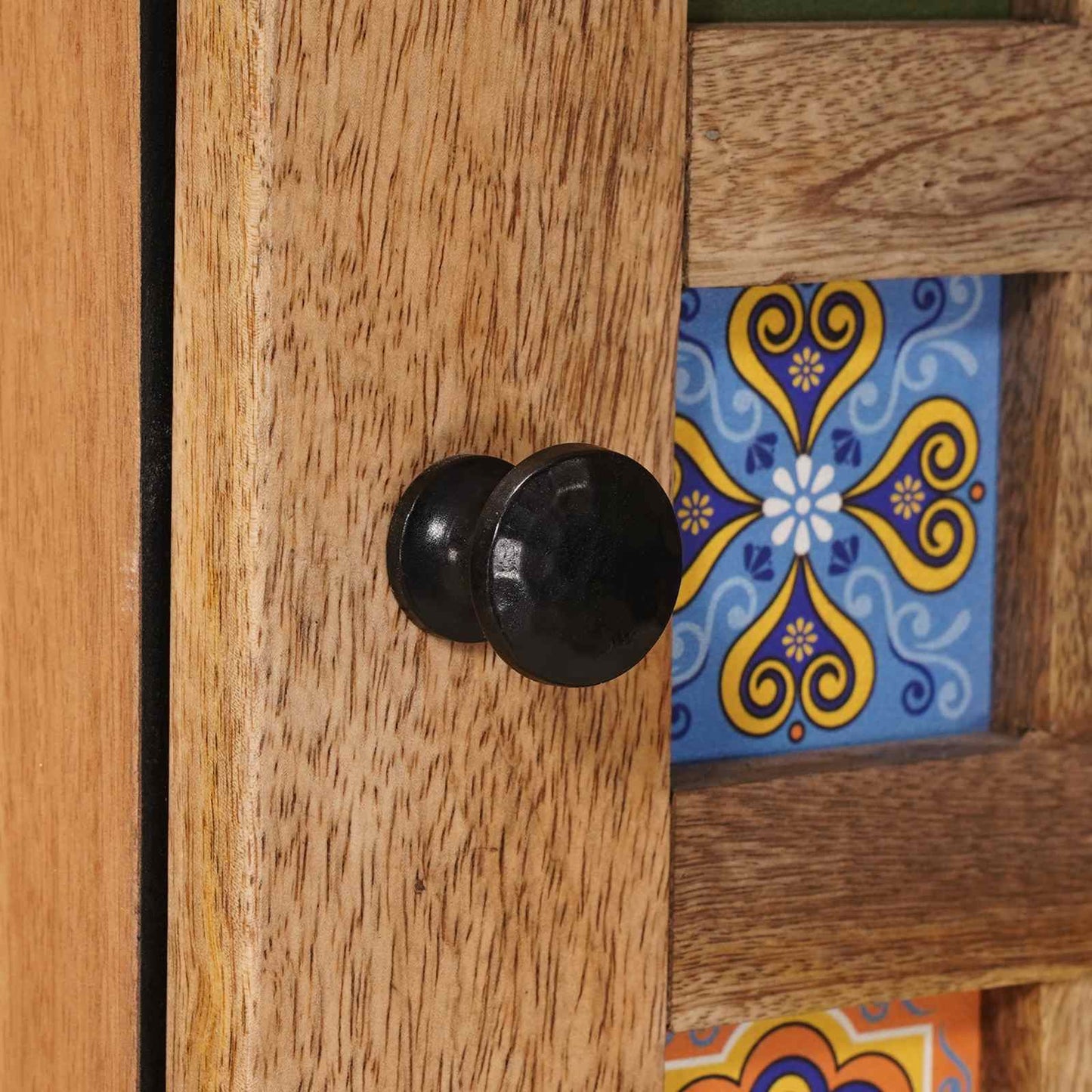 Highboard mit Speicher Natur 40 x 33 x 110 cm Massivholz Mango