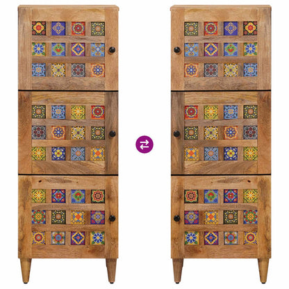 Highboard mit Speicher Natur 40 x 33 x 110 cm Massivholz Mango