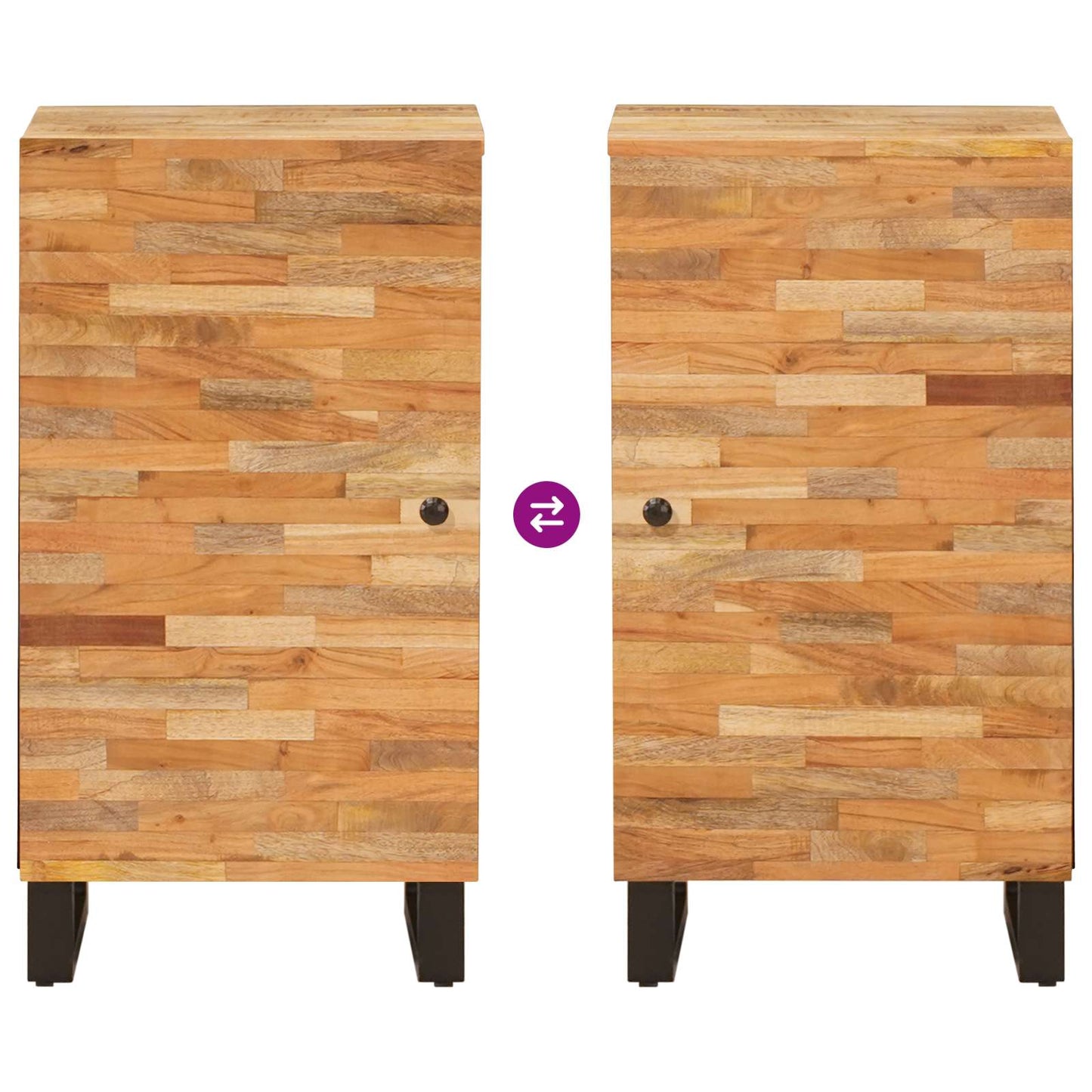 Seitenschrank mit Tür Braun 40 x 33 x 75 cm Massivholz Mango