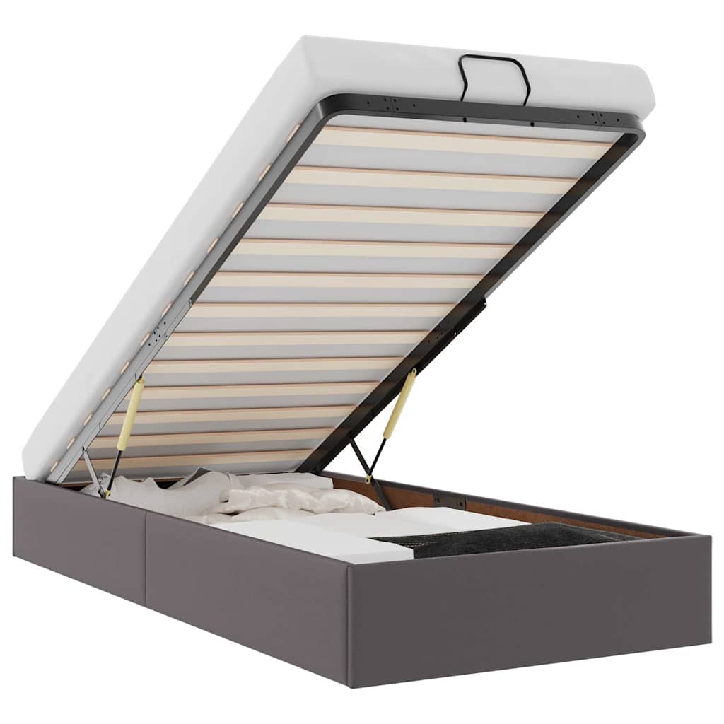 Ottoman-Bett ohne Matratze Grau 100x200 cm Kunstleder