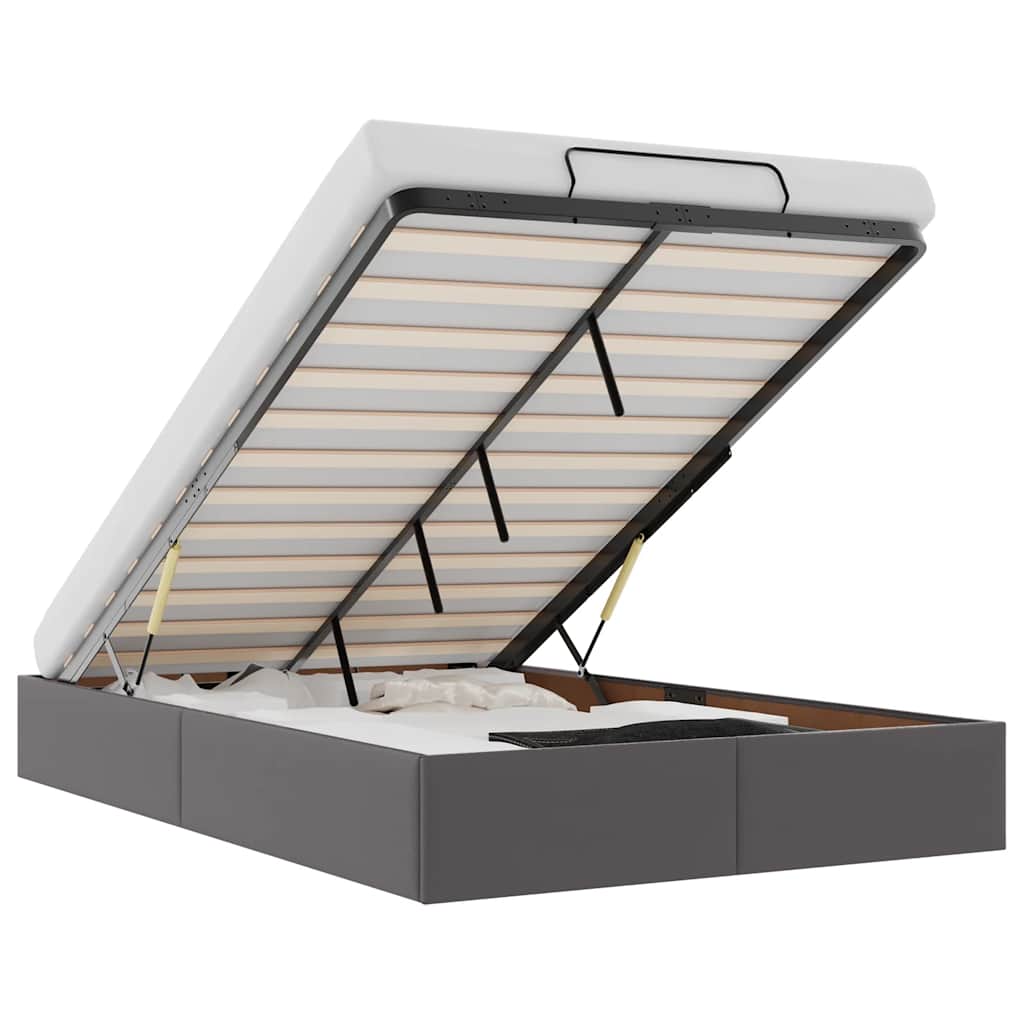 Ottoman-Bett ohne Matratze Grau 120x190 cm Kunstleder
