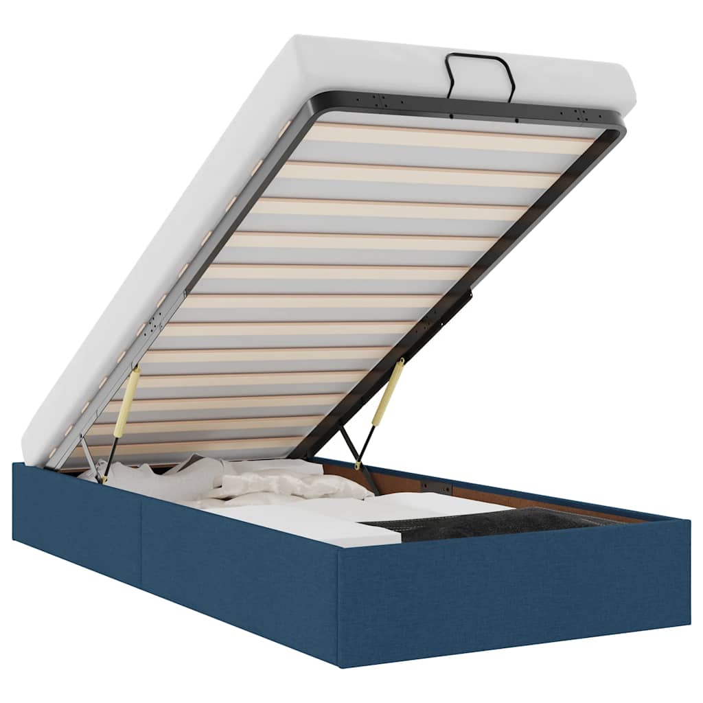 Ottoman-Bett ohne Matratze Blau 80x200 cm Stoff