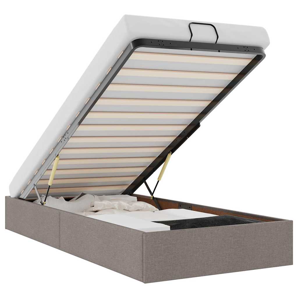 Ottoman-Bett ohne Matratze Taupe 90x190 cm Stoff