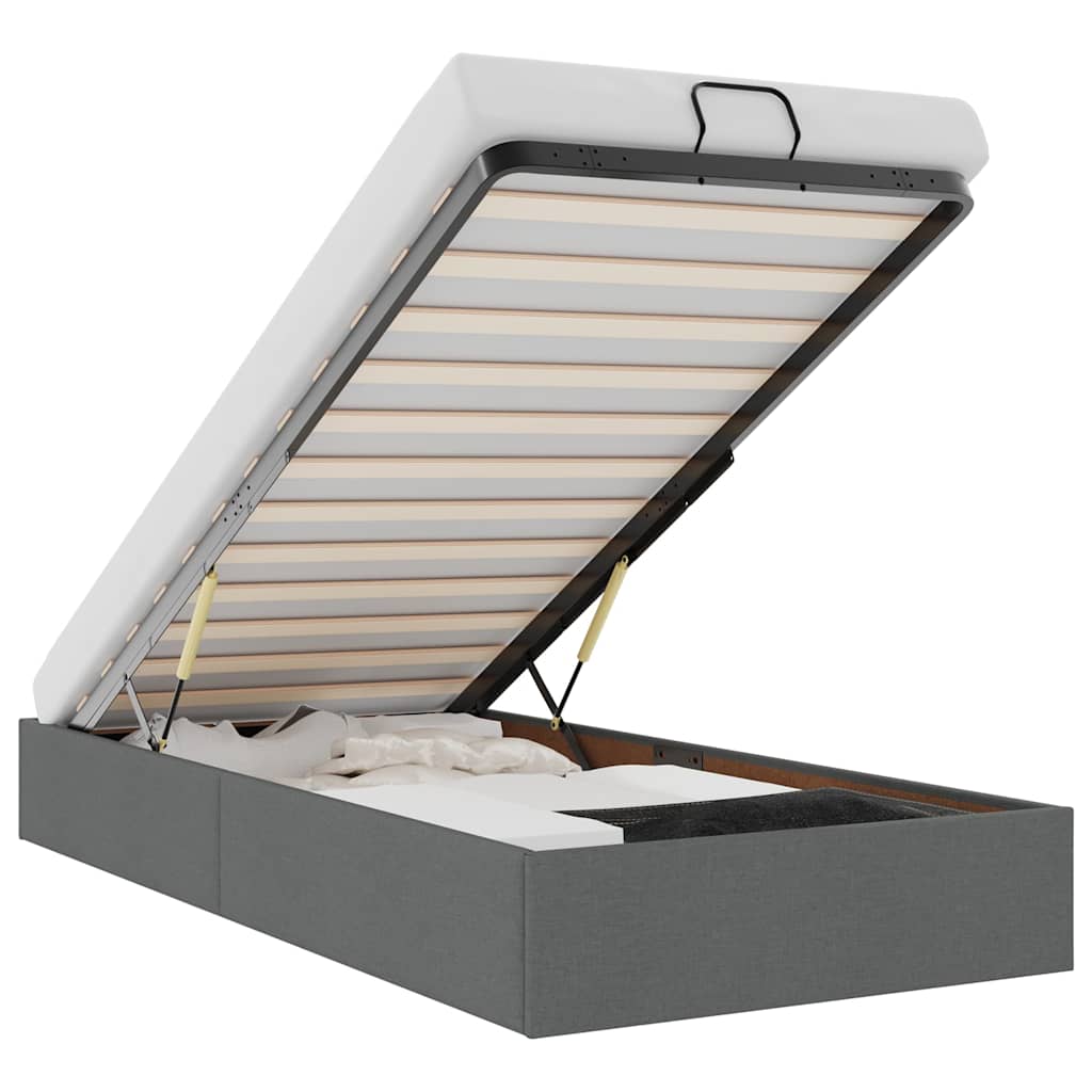 Ottoman-Bett ohne Matratze Dunkelgrau 100x200 cm Stoff