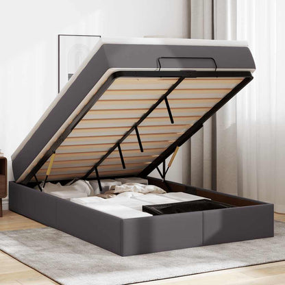 Ottoman-Bett mit Matratze Grau 120x200 cm Kunstleder