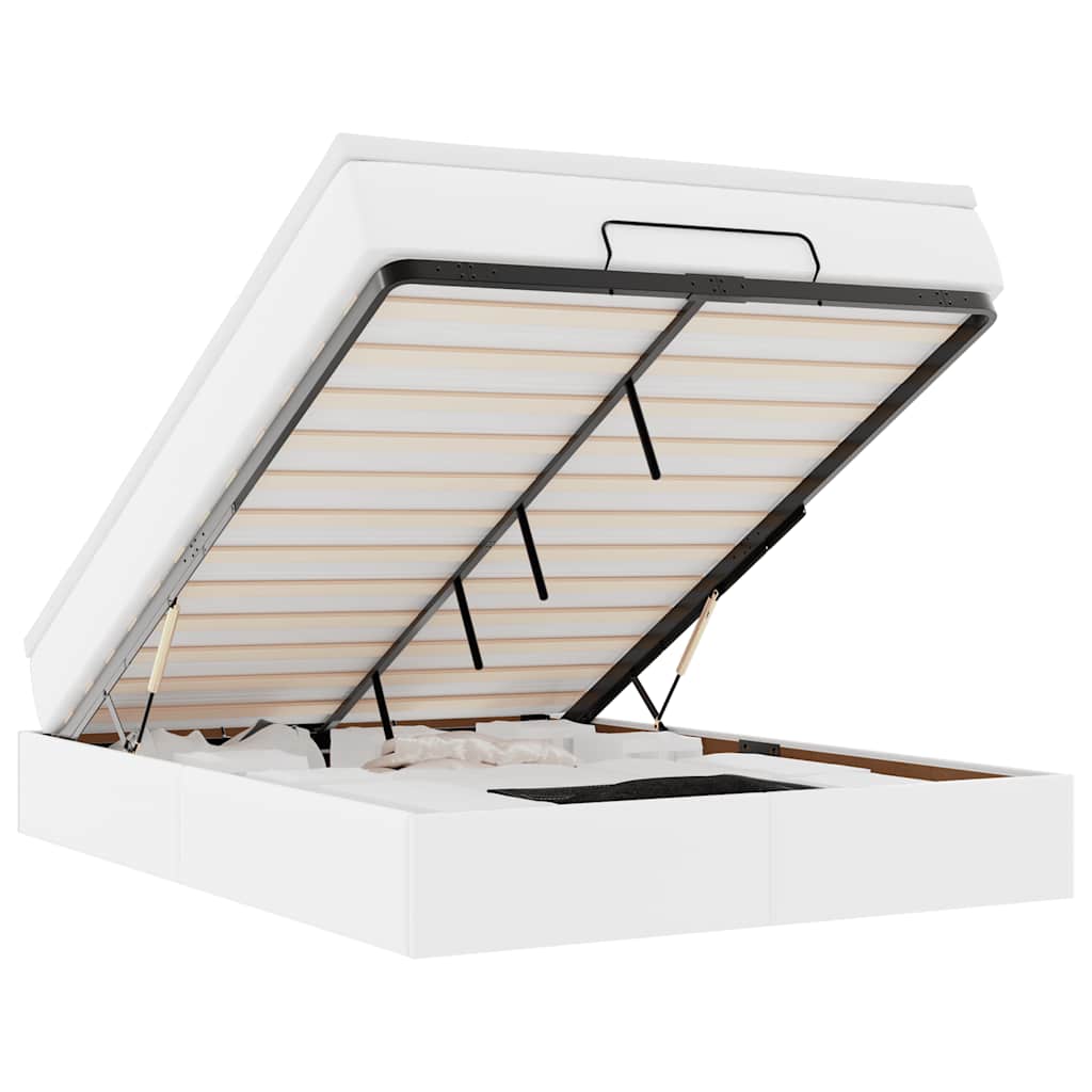 Ottoman-Bett mit Matratze Weiß 140x200 cm Kunstleder