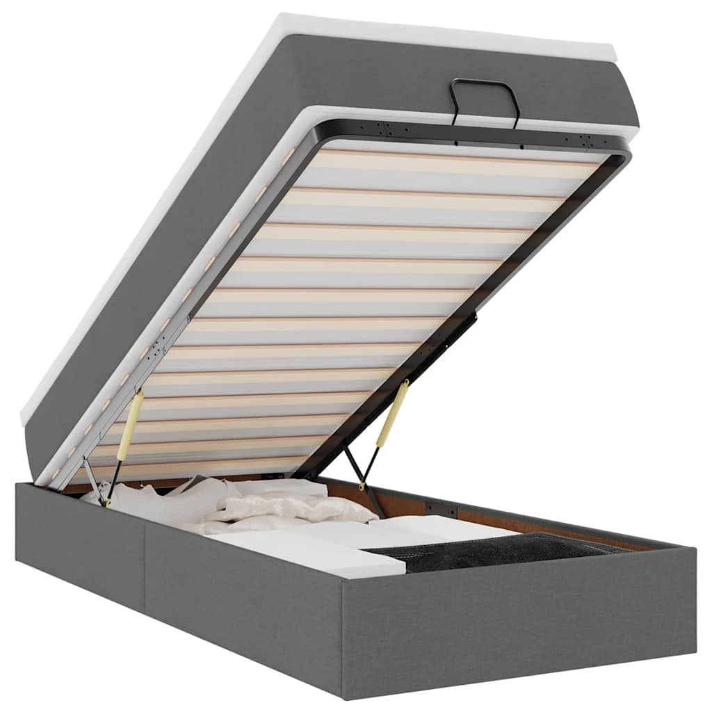 Ottoman-Bett mit Matratze Dunkelgrau 80x200 cm Stoff