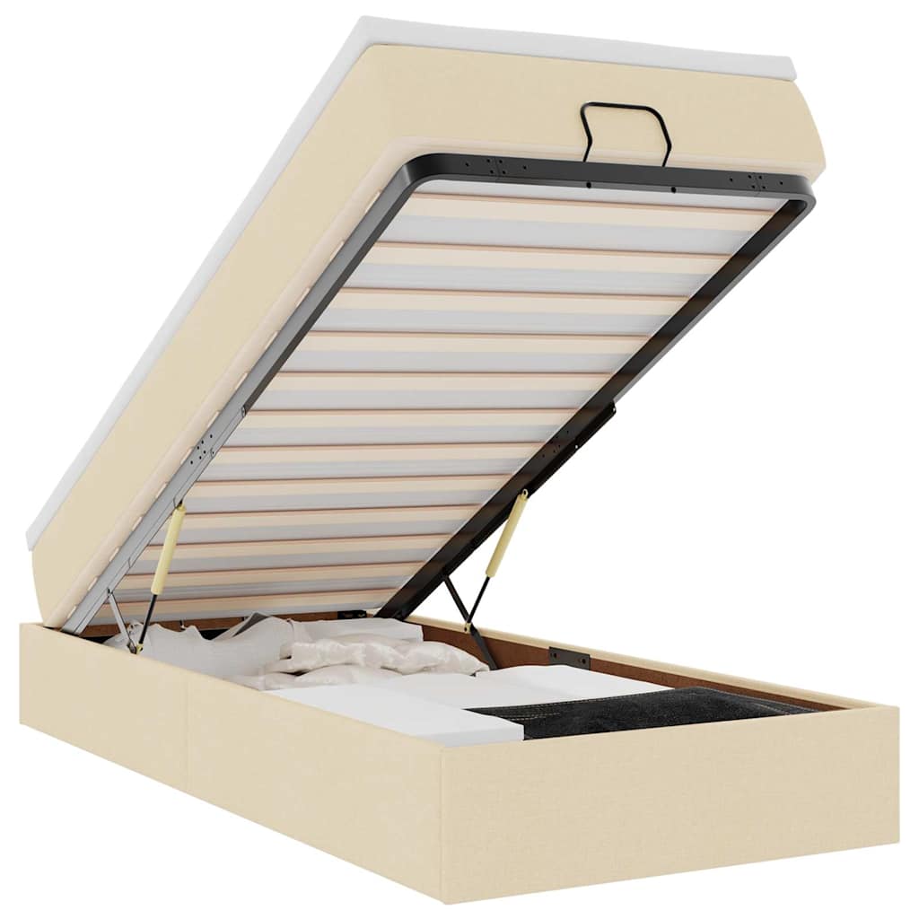 Ottoman-Bett mit Matratze Creme 80x200 cm Stoff