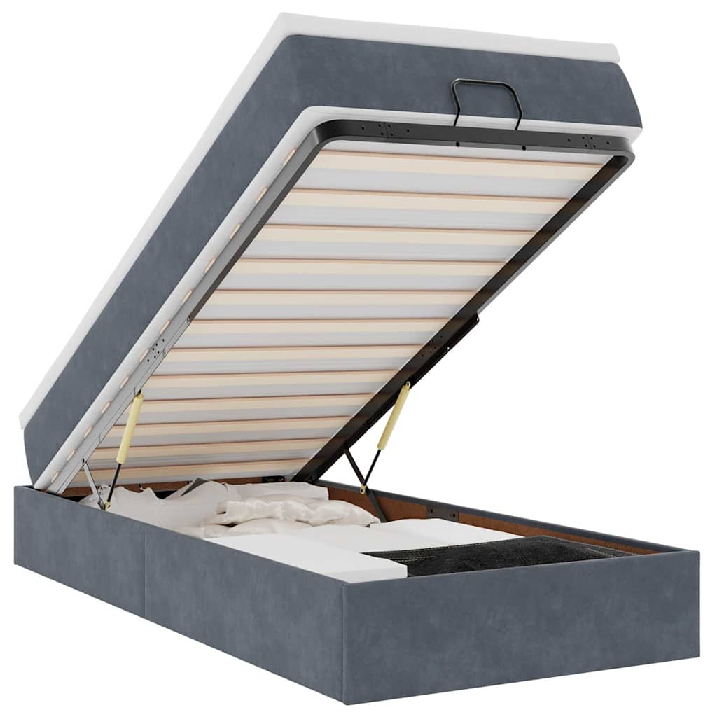 Ottoman-Bett mit Matratze Dunkelgrau 80x200 cm Samt