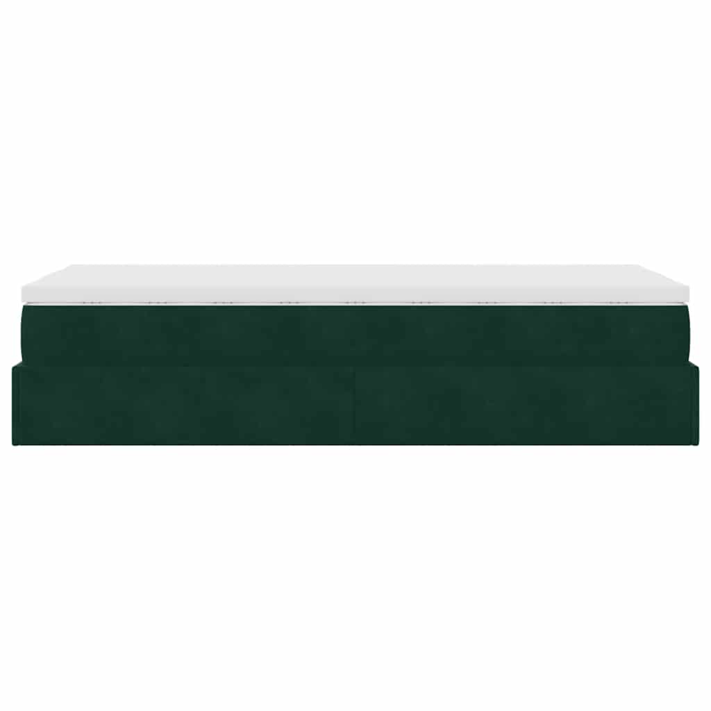 Ottoman-Bett mit Matratze Dunkelgrün 90x200 cm Samt