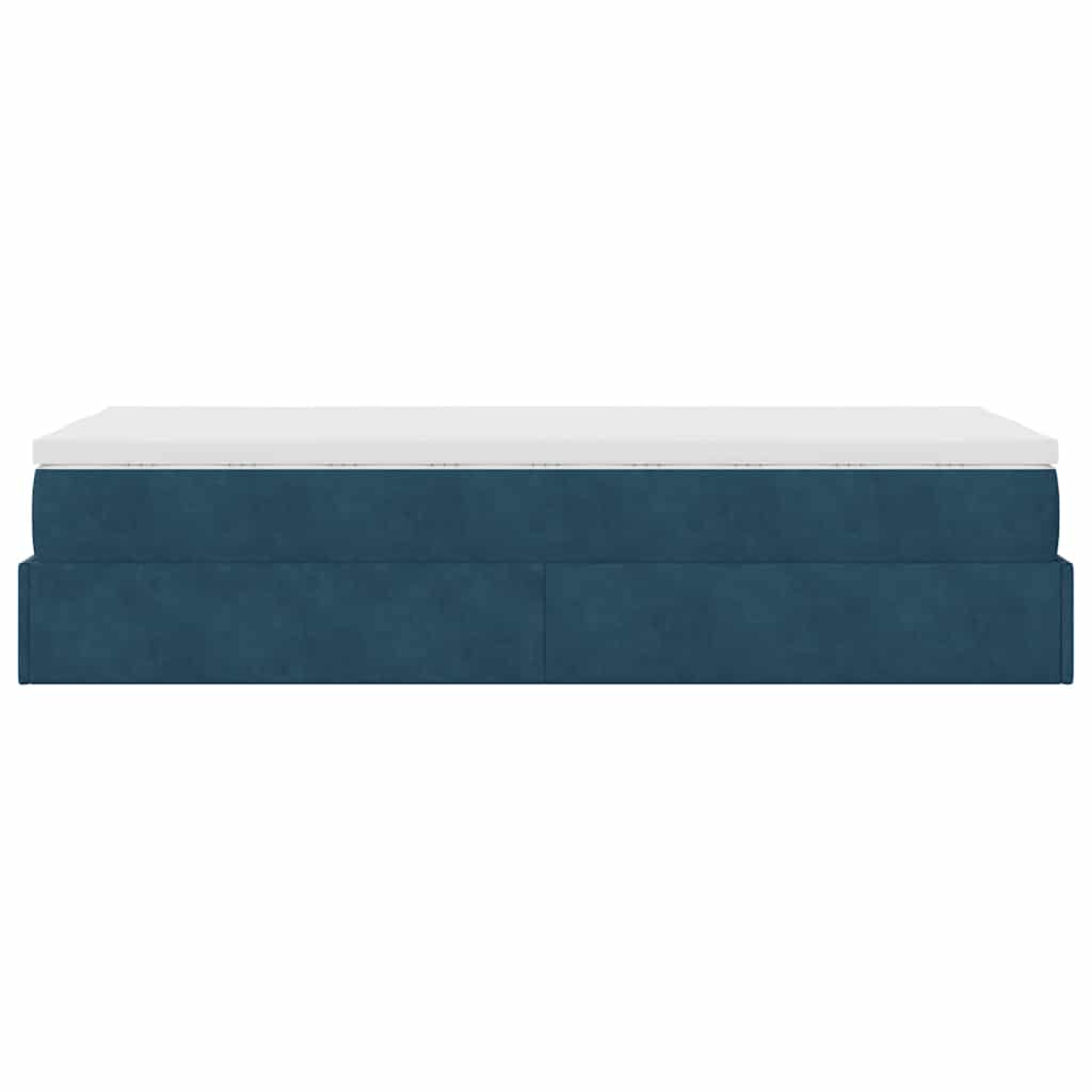 Ottoman-Bett mit Matratze Dunkelblau 100x200 cm Samt