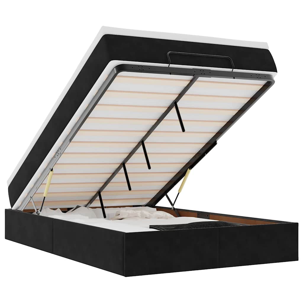 Ottoman-Bett mit Matratze Schwarz 120x190 cm Samt