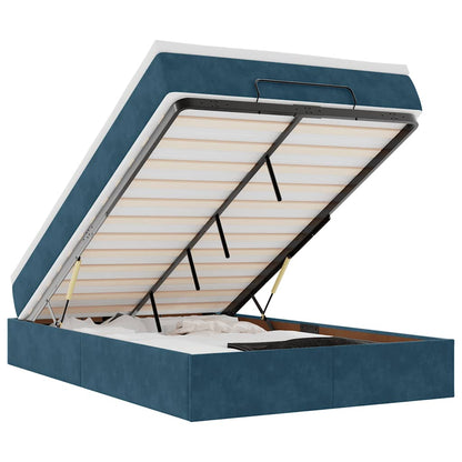 Ottoman-Bett mit Matratze Dunkelblau 120x200 cm Samt