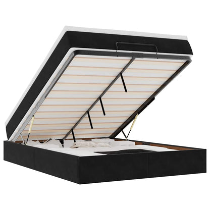 Ottoman-Bett mit Matratze Schwarz 140x200 cm Samt