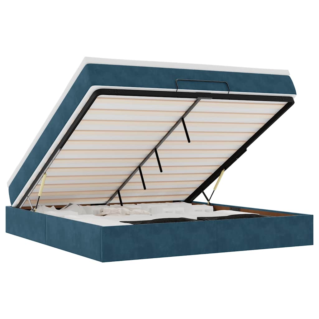 Ottoman-Bett mit Matratze Dunkelblau 160x200 cm Samt
