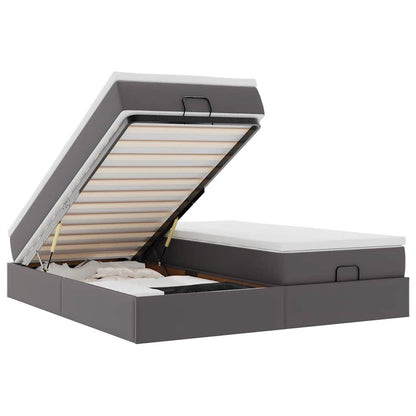 Ottoman-Bett mit Matratzen Grau 180x200 cm Kunstleder