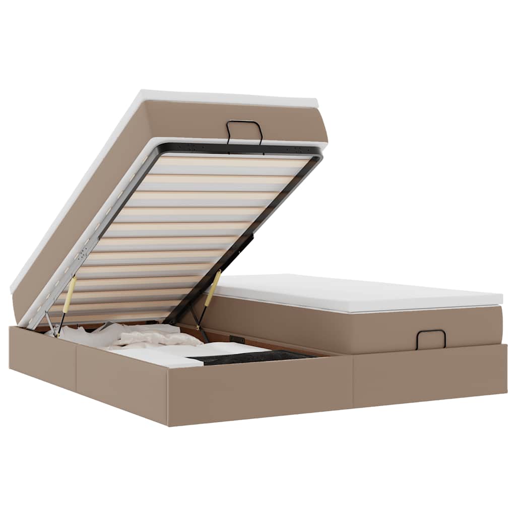 Ottoman-Bett mit Matratzen Cappuccino 180x200cm Kunstleder