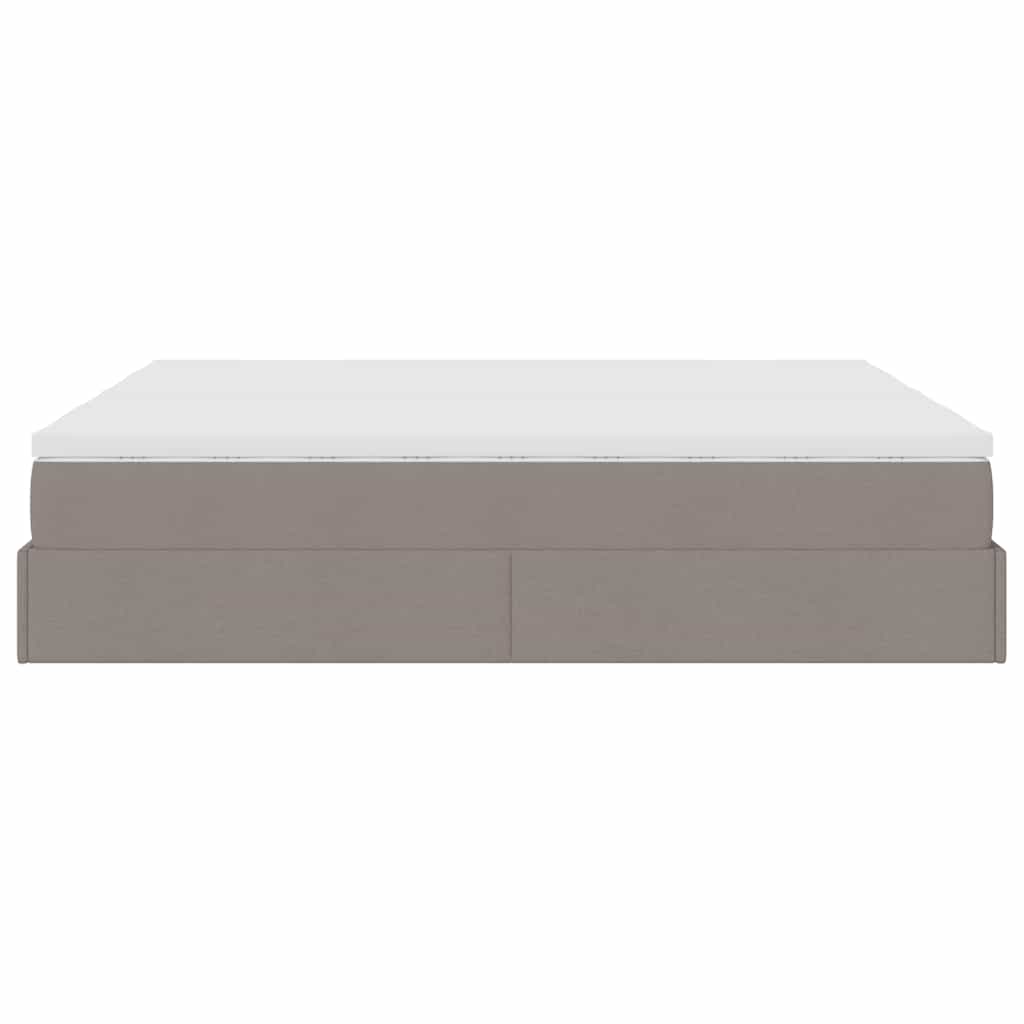 Ottoman-Bett mit Matratzen Taupe 180x200 cm Stoff