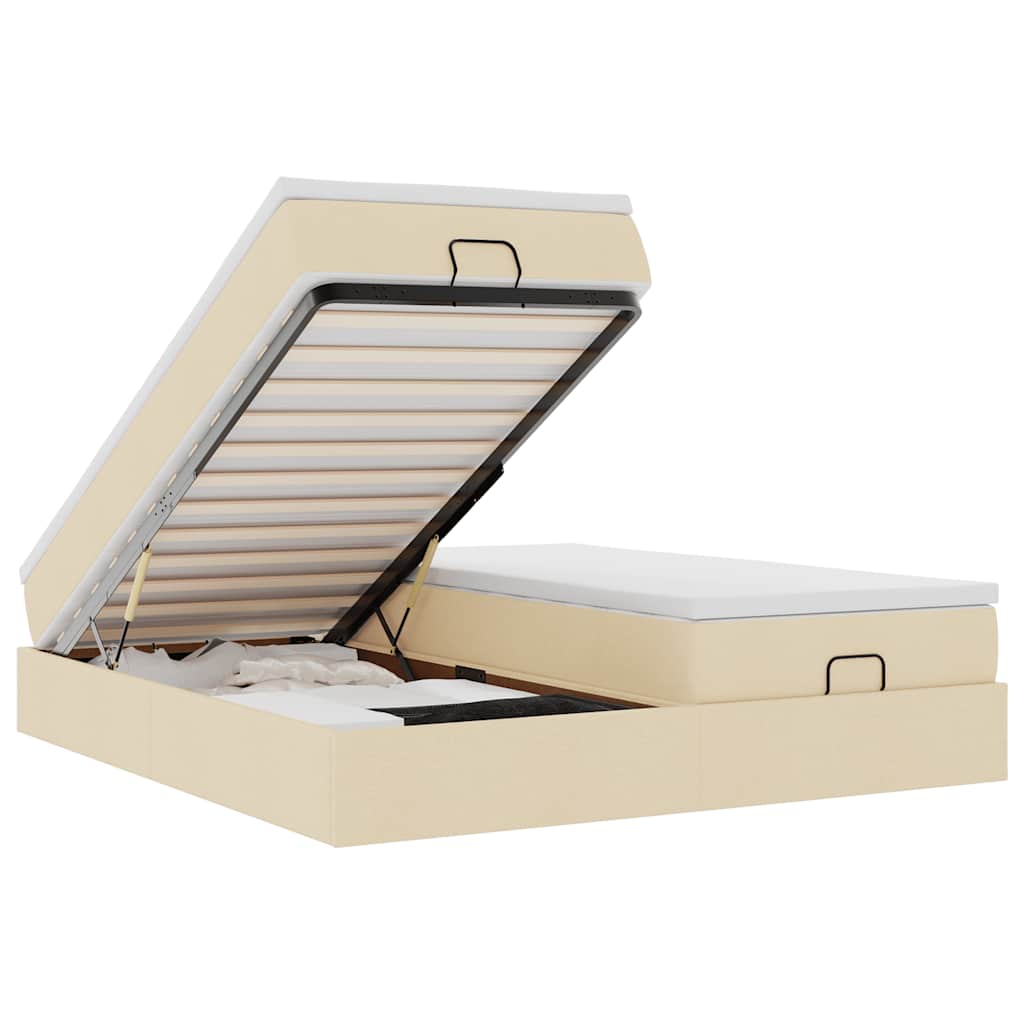Ottoman-Bett mit Matratzen Creme 180x200 cm Stoff
