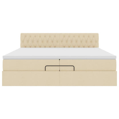 Ottoman-Bett mit Matratze Creme 200x200 cm Stoff