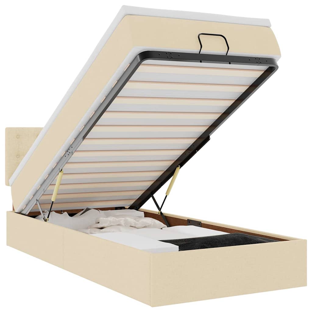 Ottoman-Bett mit Matratze Creme 100x200 cm Stoff