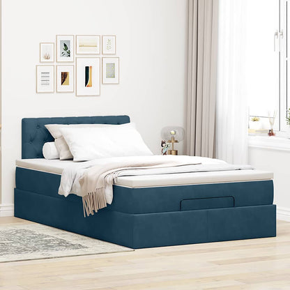 Ottoman-Bett mit Matratze Dunkelblau 120x200 cm Samt