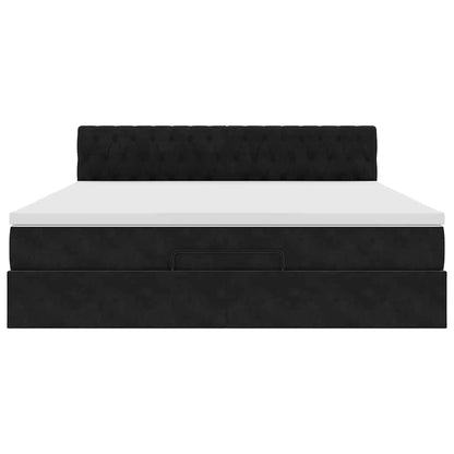 Ottoman-Bett mit Matratze Schwarz 180x200 cm Samt