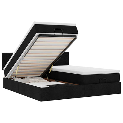 Ottoman-Bett mit Matratzen Schwarz 200x200 cm Stoff