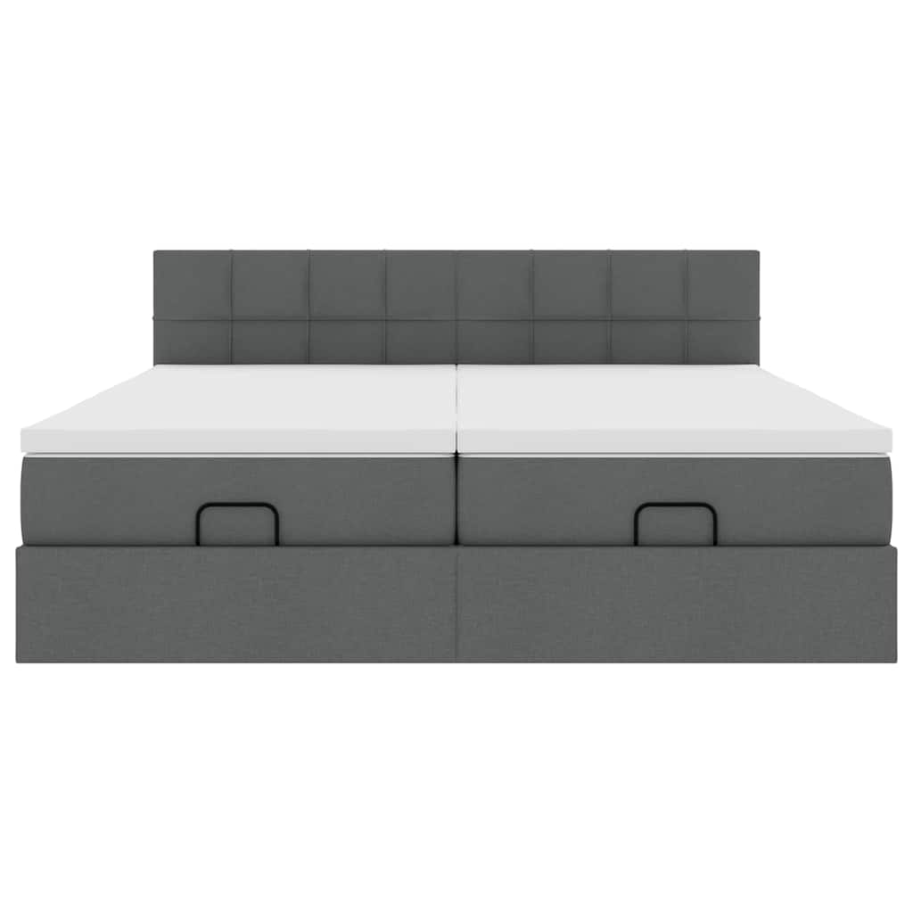 Ottoman-Bett mit Matratzen Dunkelgrau 160x200 cm Stoff