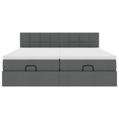 Ottoman-Bett mit Matratzen Dunkelgrau 180x200 cm Stoff