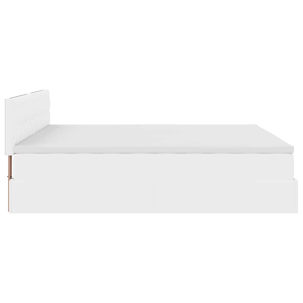 Ottoman-Bett mit Matratzen & LEDs Reinweiß 200x200cm Kunstleder
