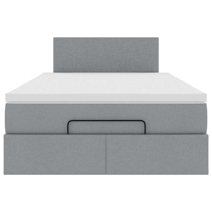 Ottoman-Bett mit Matratze & LEDs Hellgrau 120x190 cm Stoff