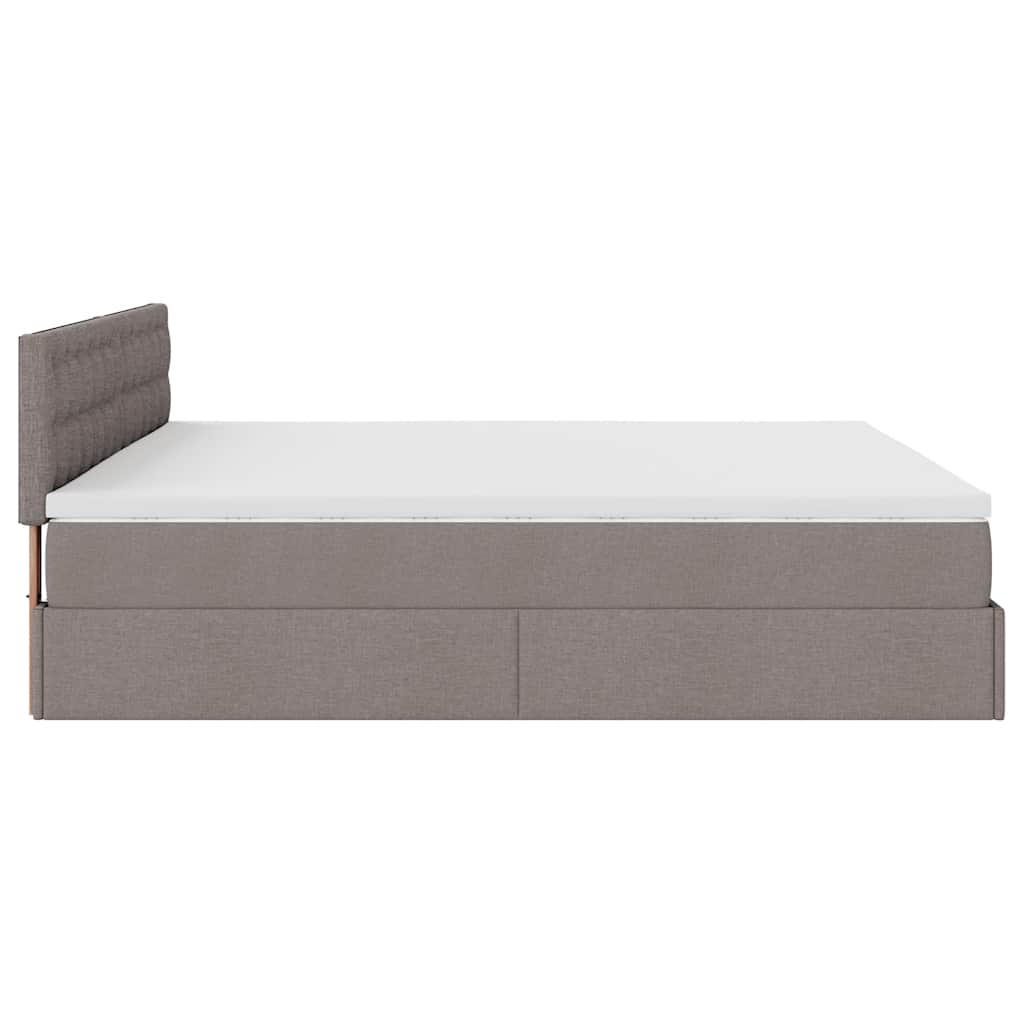 Ottoman-Bett mit Matratzen & LEDs Taupe 200x200 cm Stoff