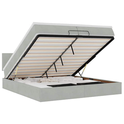 Ottoman-Bett mit Matratzen & LEDs Hellgrau 200x200 cm Samt