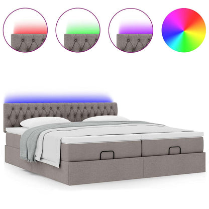 Ottoman-Bett mit Matratzen & LEDs Taupe 160x200 cm Stoff