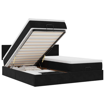 Ottoman-Bett mit Matratzen & LEDs Schwarz 200x200 cm Samt