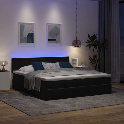 Ottoman-Bett mit Matratzen & LEDs Schwarz 200x200 cm Samt