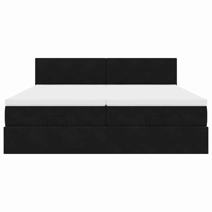 Ottoman-Bett mit Matratzen & LEDs Schwarz 200x200 cm Samt