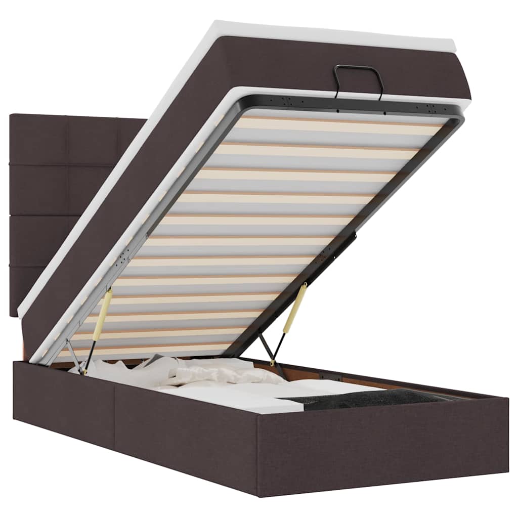 Ottoman-Bett mit Matratze Dunkelbraun 80x200 cm Stoff