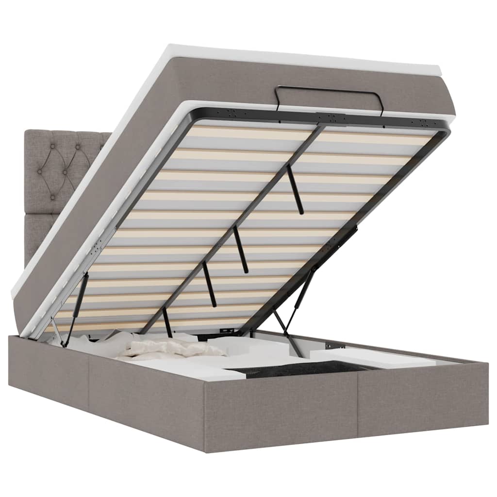 Ottoman-Bett mit Matratze Taupe 120x200 cm Stoff